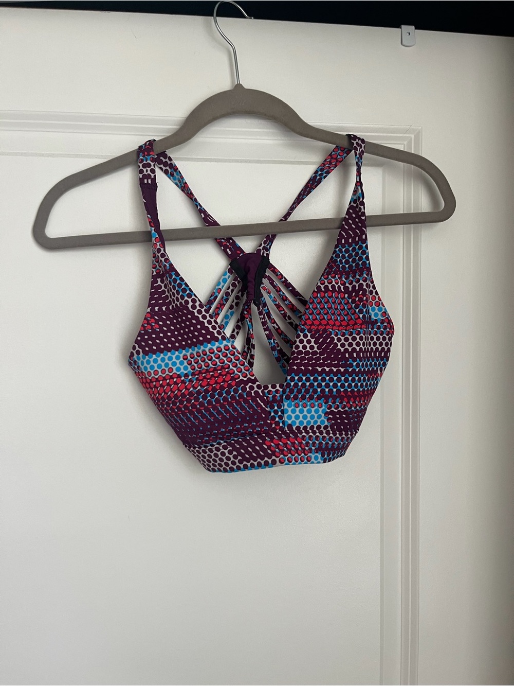 VSX Sport Strappy Back Sports Bra | Purple Multi Print | Small
